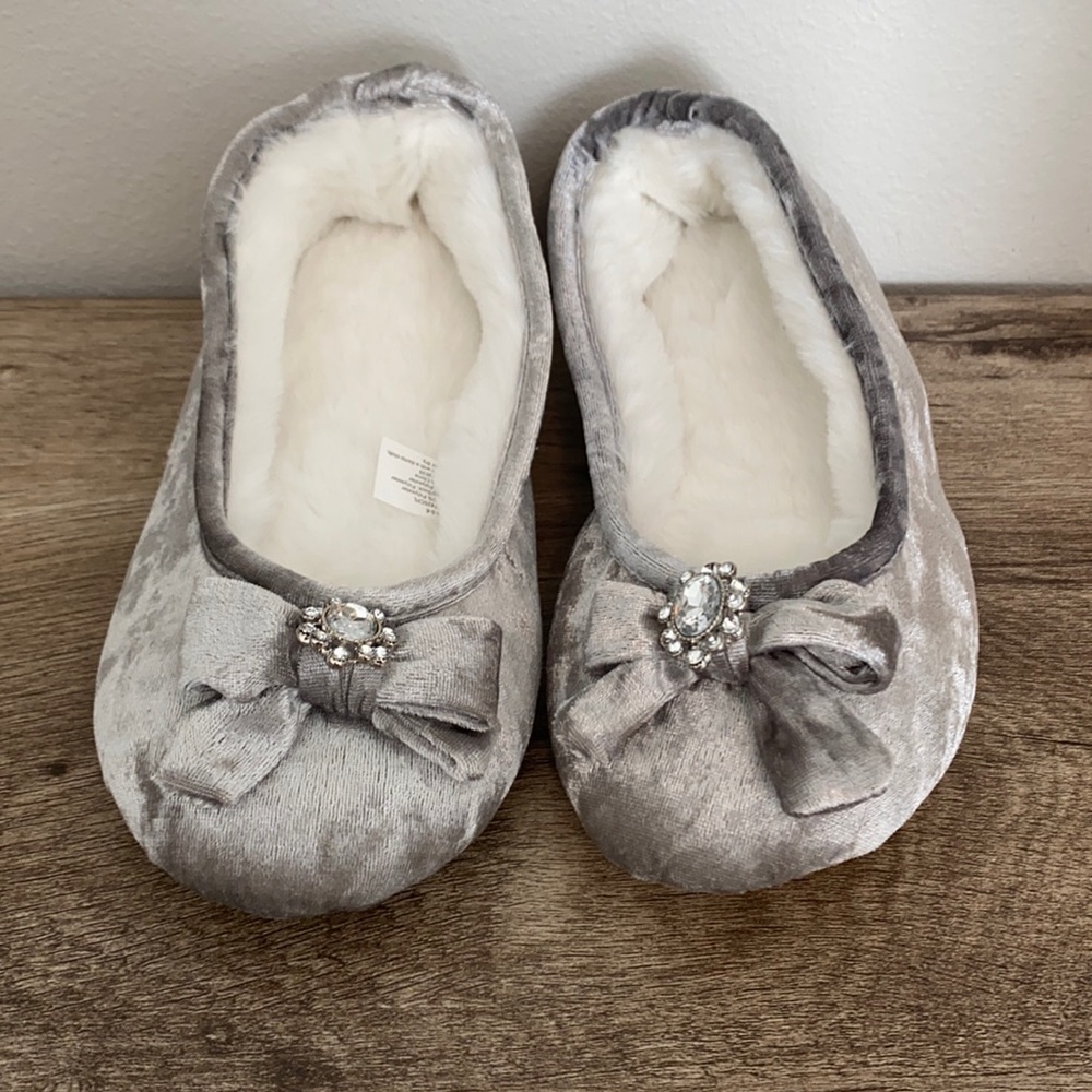 INC International Concepts Velvet Embellished Slippers